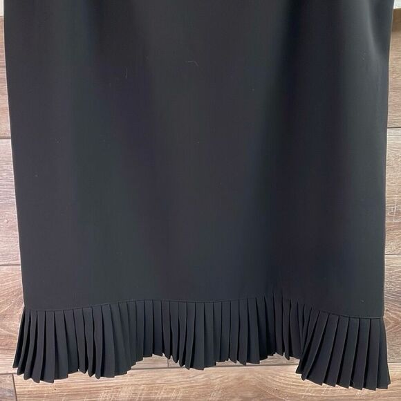 LE SUIT Women Slippery Polyester Pencil Skirt Pleated Bottom Black Size 14 - Picture 4 of 8